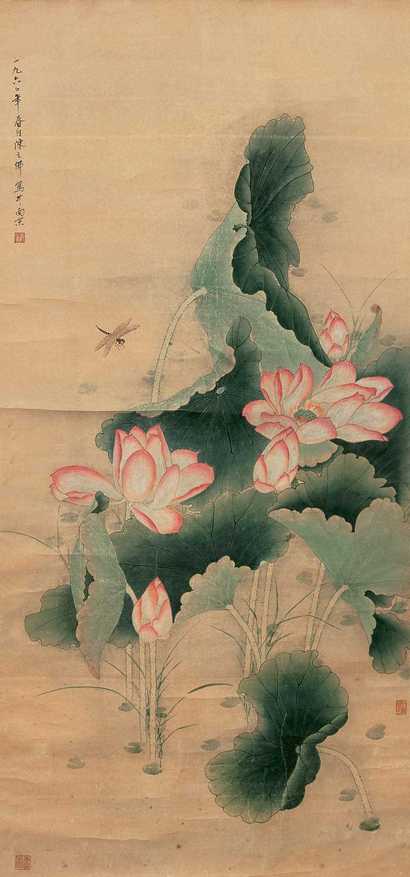 陈之佛 荷花晴蜒图 立轴